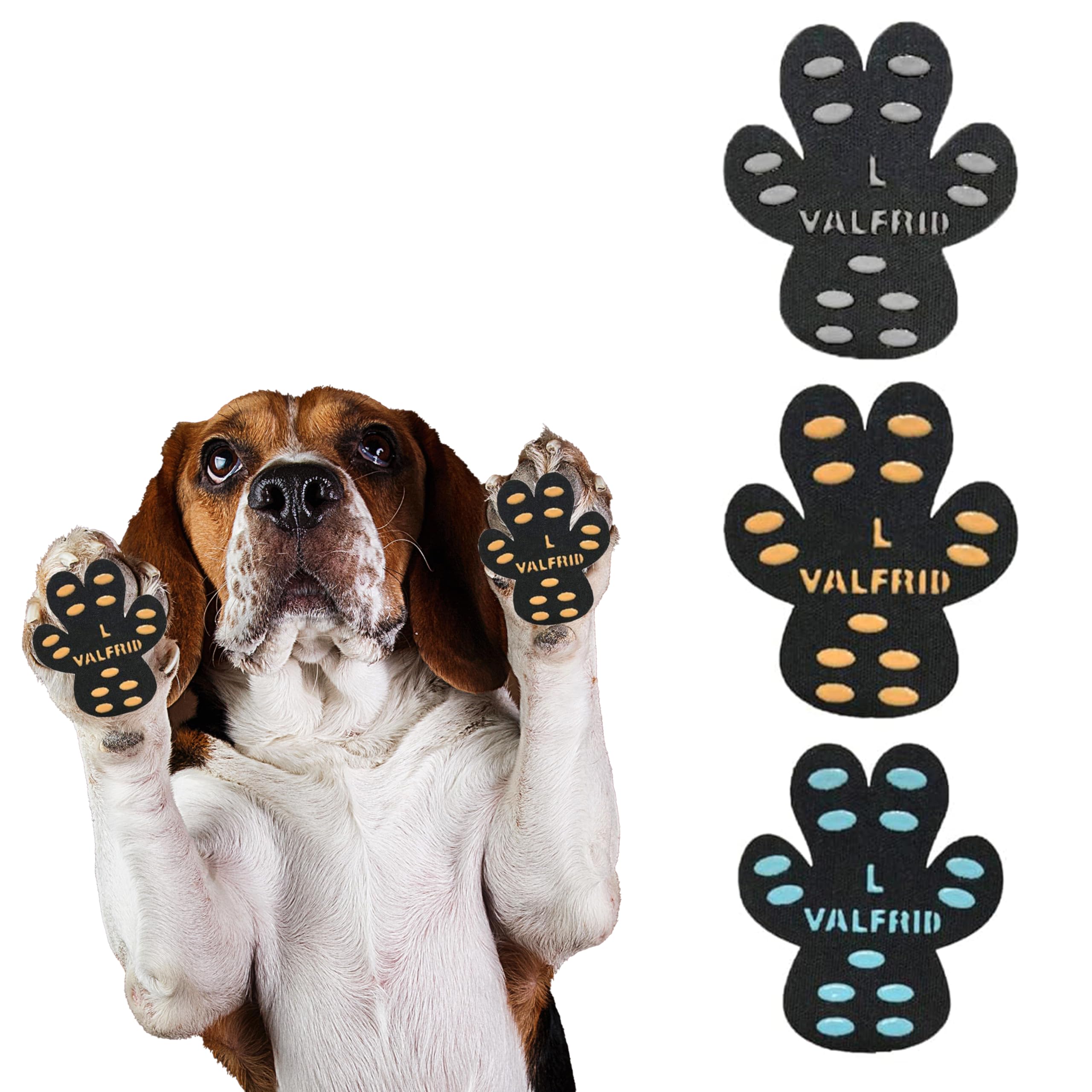 Photo 1 of ?VALFRID Dog Paw Pads for Dogs Traction,Toe Grips for Senior Dogs,Paw Stickers Strong Adhesive,Provides Traction on Slippery Hardwood Floor Multicolor L 48 Pieces