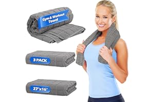 HOMERHYME Microfiber Gym Towels, 3 Pack Sweat Towels, 16 x 27 Inch Quick Dry Hand Towels, Absorbent Yoga Towels for Home Gym Bag, Beach Travel Sport Towel, Workout Equipment for Men & Women
