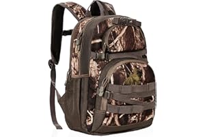 OUUTMEE Hunting Backpack, Camo Outdoor Hunting Pack for Bow or Rifle with Holder, for Hunting, Camping, Hiking