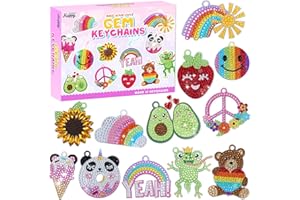 HAPPY MAKERS Big Gem Diamond Painting Arts Crafts Keychains Suncatchers Kits for Gifts, Mosaic Painting Kit by Numbers for Boys Girls Toddler Ages 3-5 4-8 6-8 8-12 DIY Create Your Own Motivational Frog