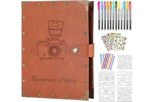 ZEEYUAN Leather Scrapbook DIY Photo Album 60 Pages Vintage Scrap Book Memory Photo Album 8.5x11 inch, Family Travelling Scrapbook Scrapbooking Kits for Couples Anniversary Birthday Gift