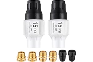 Aurelema 2 Pack Drip Irrigation Pressure Regulator Kit, Water Backflow Preventer for 3/4'' Garden/Faucet Hose Thread and 1/2'' Drip Irrigation Tubing Adapter, Complete Drip Irrigation System (15 Psi)