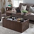 IFGET 48" Lift Top Coffee Table, Farmhouse Cocktai with Sliding Groove Barn Door, Rustic Wood Center Table w/Double Storage Spaces for Living Room, Brown