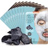 Purederm Charcoal Bubble Face Mask, Deep Cleansing and Purifying for Pore Minimizing and Detox, Korean Skincare for Combination and Oily Skin (10 Pack)