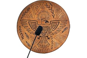 Firlar Shaman Drum, 10 Inch Shaman Bird Pattern Handmade Shaman Drum With Drum Stick, Spiritual Instrument, Exquisite Look, Siberian Drum Spirit Music Symbol, Sound Healer Shaman Drum Brown