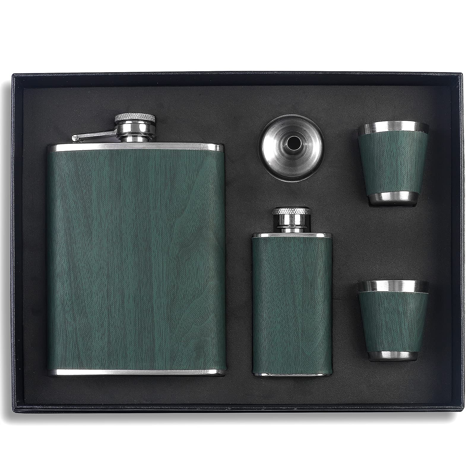 Hip Flask Set Stainless Steel Flask of Gifts for Men 260ML Bar Party Camping Barbecue Portable Pocket Flask Green