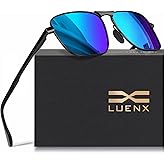 LUENX Rectangular Polarized Aviator Sunglasses for Men Retro Pilot Shades Driving UV400 Protection
