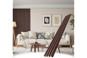 POHARE WPC Slat Wall Panels, 8 Pack Accent Decorative Acoustic Wood Slats for Wall and Ceilings, Acoustic Panels for Interior Wall Modern Décor, Walnut, 95 x 6 in