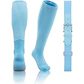 QBK 2T/3T/4T/5T Toddler Baseball Socks And Belt Youth Softball Tee Ball Combo Set for Boy Girl (1 Pairs of Socks & 1 Belt)