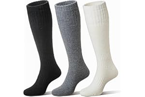 Eocom Unisex Merino Wool Ski Socks Thermal Warm Winter Thick Knee High Long Snowboarding Boot Socks for Women Men 3 Pairs