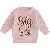 CREAIRY Big Sister Little Sister Matching Outfits Toddler Baby Girl Chunky Knit Sweater Warm Sweatshirt Knitted Fall Clothes