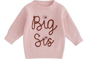 CREAIRY Big Sister Little Sister Matching Outfits Toddler Baby Girl Chunky Knit Sweater Warm Sweatshirt Knitted Fall Clothes