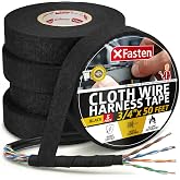 XFasten Wire Harness Tape, 3/4-Inch x 50-Foot (5-Pack), High Temp Wiring Loom Harness, Self-Adhesive Felt Cloth Electrical Tape for Automotive Engines, Noise Dampening, and Cable Protection