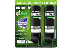 Nicorette Quickmist 1mg Nicotine Quit Smoking Aid Spray, Fresh Mint, 150 Sprays Each x 2 Pack,(package may vary)