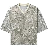 DIOTSR Mens Graphic Baggy Shirts Y2k Oversized V-Neck T-Shirt Short Sleeve Casual Streetwear Tee Tops