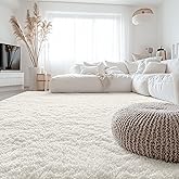OLANLY 8x10 Machine Washable Large Area Rugs for Living Room, Bedroom, Soft Fluffy Shaggy Bedside Rug, Indoor Floor Carpet for Kids Girls and Boys, Dorms, Nursery, Home Decor Aesthetic, Ivory