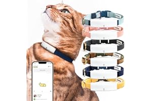 Catlog Health Tracker for Cats - Smart Cat Collar with Safety Breakaway Buckle for Indoor Cats, Wellness Alerts, Real-time Monitoring (Blue × White, L)