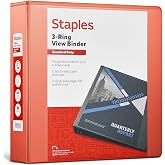 Staples Standard 2-Inch 3-Ring View Binder, Orange, 450 Sheets | Durable binder for office and school document organization and storage.
