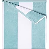 GABAO Cotton Beach Towel Oversized - 70"x 35"|Large Striped Towel - Classic Soft, Absorbent Terry Cloth for Pool, Beach, Travel & Resort (Turquoise)