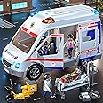 MSKOLER Play Ambulance Toy for Kids 3 4 5 6 7 8 Years Old - Friction Powered Truck with Light and Sound, Carrier Vehicle with Figures Toys, Gifts for Boys Girls Age 3-12