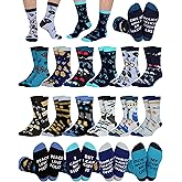 Breathffy 12 Pairs Police Officer Socks Gifts for Men Novelty Cotton Cop Dress Crew Socks for Police Chiefs Week Christmas Retirement Appreciation Gifts