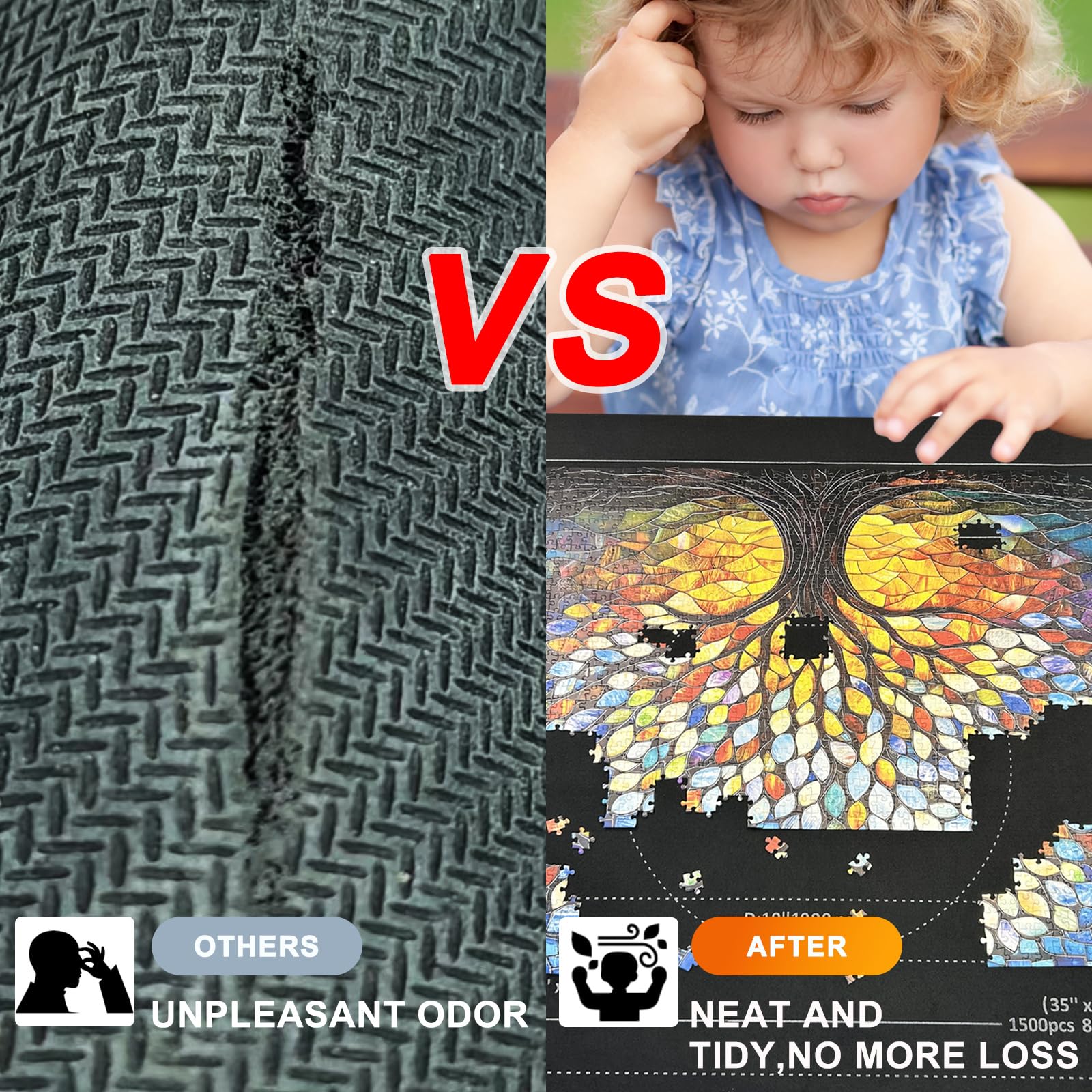 Napzy Puzzle Mat-Jigsaw Puzzles Matt Roll Up to 3000pcs Roll-up Puzzled Board Puzzling Organizers and Storage with 8PCS Jigsaws Sorting Trays, Drawstring Storages Bag Jigsawn Keeper Saver