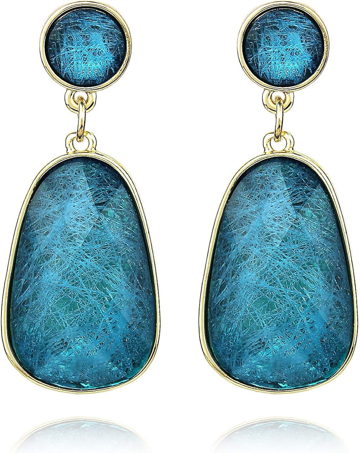 Pomina Colorful Geometric Faceted Crystal Glass Dangle Drop Earrings, Fashion Statement Resin