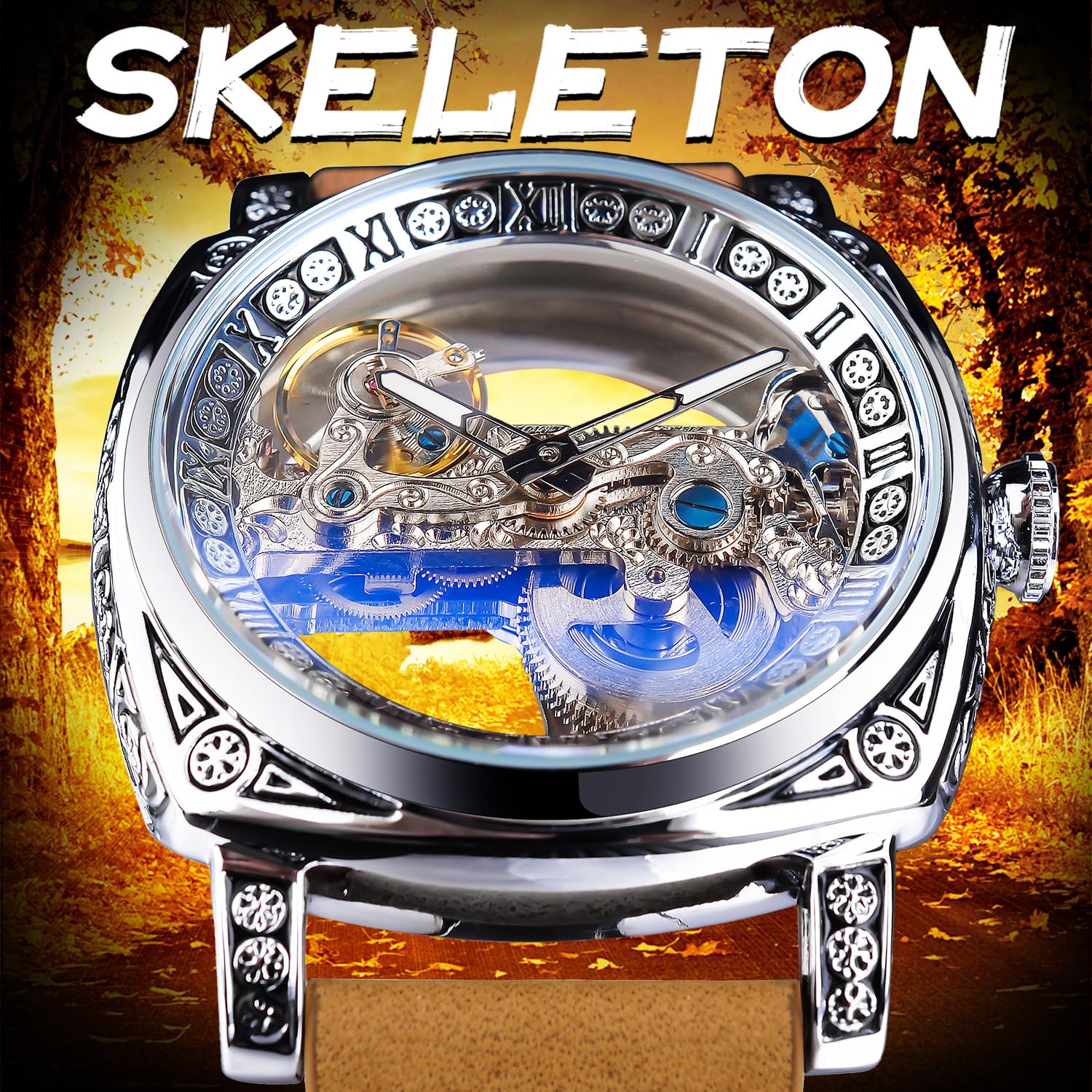 Mua FORSINING Men's Luxury Square Carving Mechanical Watch, Retro Totem ...