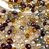 Chuxin 390pcs Glass Beads for Bracelets Making, 8mm Brown Series Faceted Crystal Loose Bulk Beads for Earring Necklace Jewelry Crafts DIY Suncatchers