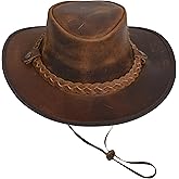 COLLECTION ERA LLC Unisex Leather Cowboy Hat Lightweight Handcrafted Western Shapeable Wide Brim | Western Hats for Men Black