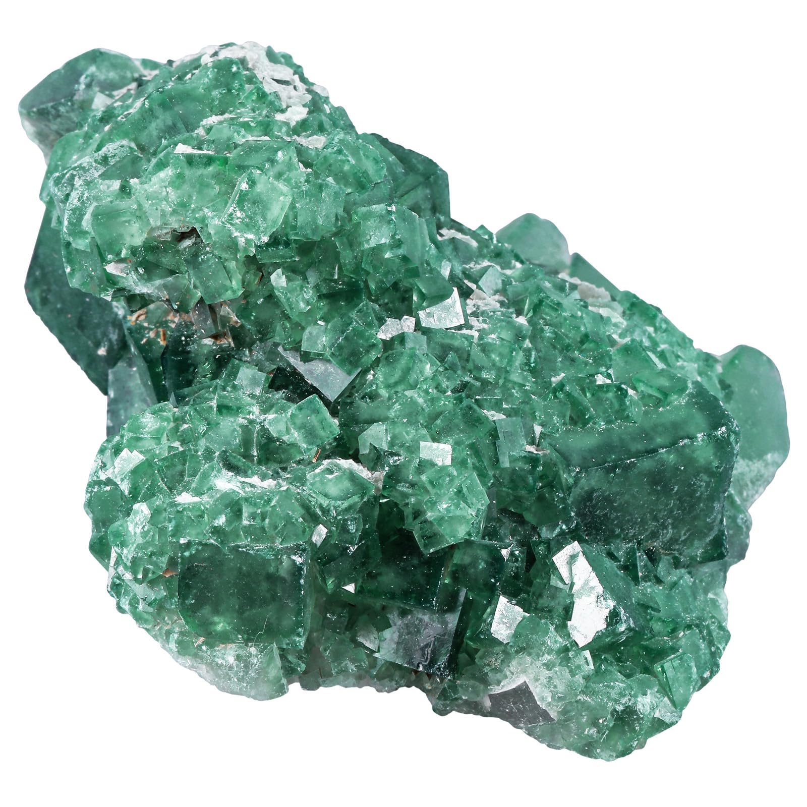 Nupuyai Natural Green Fluorite Cluster Raw Crystal Stone Specimen Madagascar Rough Fluorite for Feng Shui Meditation Office Desk Decor Crystal Healing Gift, 201-300g