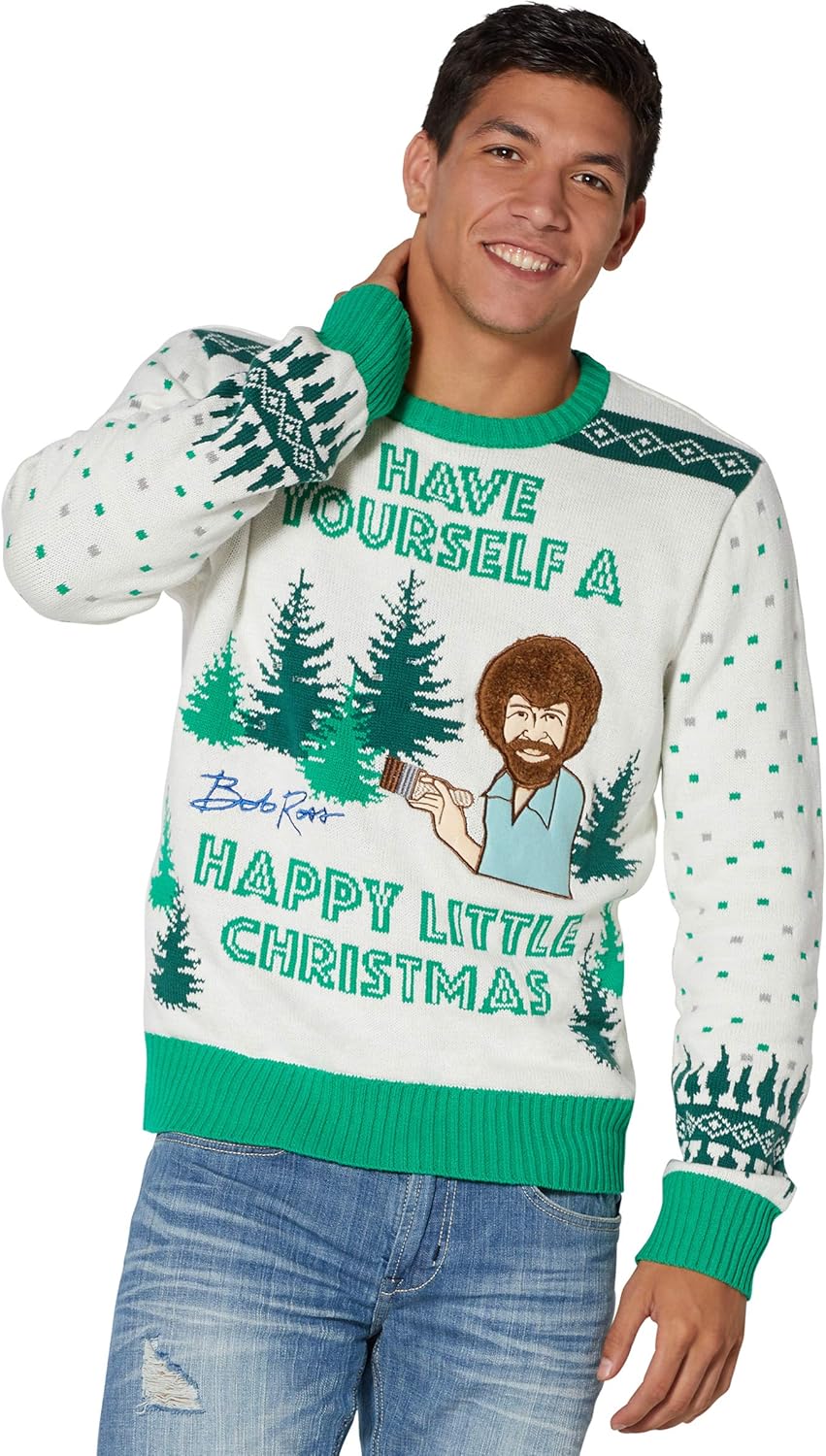 Light Up Bob Ross Ugly Christmas Sweater L Clothing