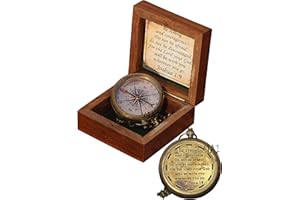 Be Strong and Courageous Engraved Compass with Wooden Box, Christian Gift for Men, Catholic Gift, Baptism Gift for Boys, Gift