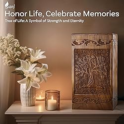 INTAJ Wooden Tree of Life Cremation Urns for Human