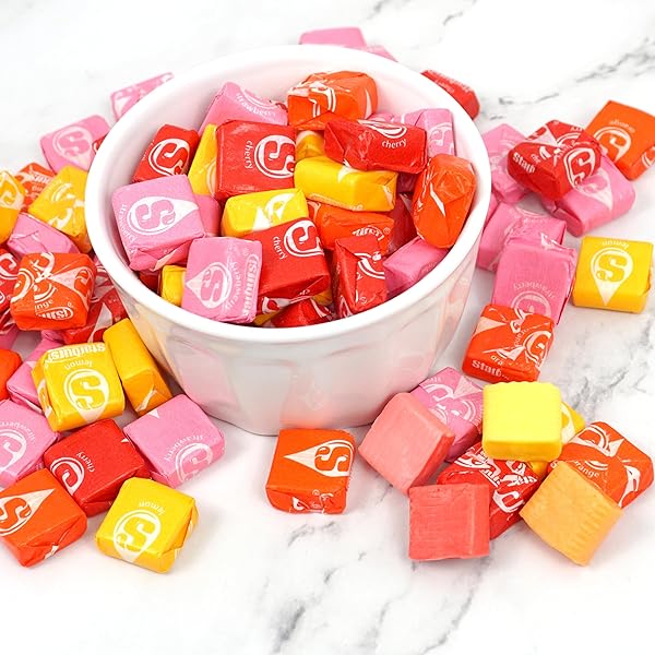 STAR BURST ORIGINAL FRUIT CHEWS, 1LB BULK BAG (APPROX. 90 PIECES), STRAWBERRY, CHERRY, ORANGE, LEMON, INDIVIDUALLY WRAPPED CANDY