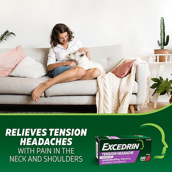 EXCEDRIN TENSION HEADACHE RELIEF CAPLETS, ACETAMINOPHEN 500MG, CAFFEINE 65MG, PAIN RELIEVER, ASPIRIN-FREE, 100 COUNT