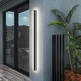 lundwa 47.25inch Long Outdoor LED Wall Light 4000K Natural Light 35W Black Porch Light Acrylic Waterproof IP65 Exterior Wall 