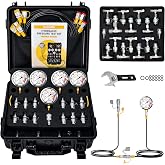 KAVLIRA Hydraulic Pressure Test Kit for Excavator/Tractor &amp; Heavy Equipment | JIC ORB ORFS NPT DIN JIS Metric Fittings, Specialized Wrench, 9.8 ft Extended Hose, 13 Couplings, 14 Tees, 6 Hoses, 10000 PSI