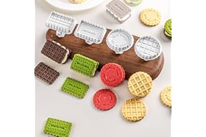 4-Cookie Stamps Set, 4 Pcs Waffle Pattern Cookie Mold Biscuit Cutter Set 3D Classic Cookie Cutter with Plunger Stamp, 4 Style