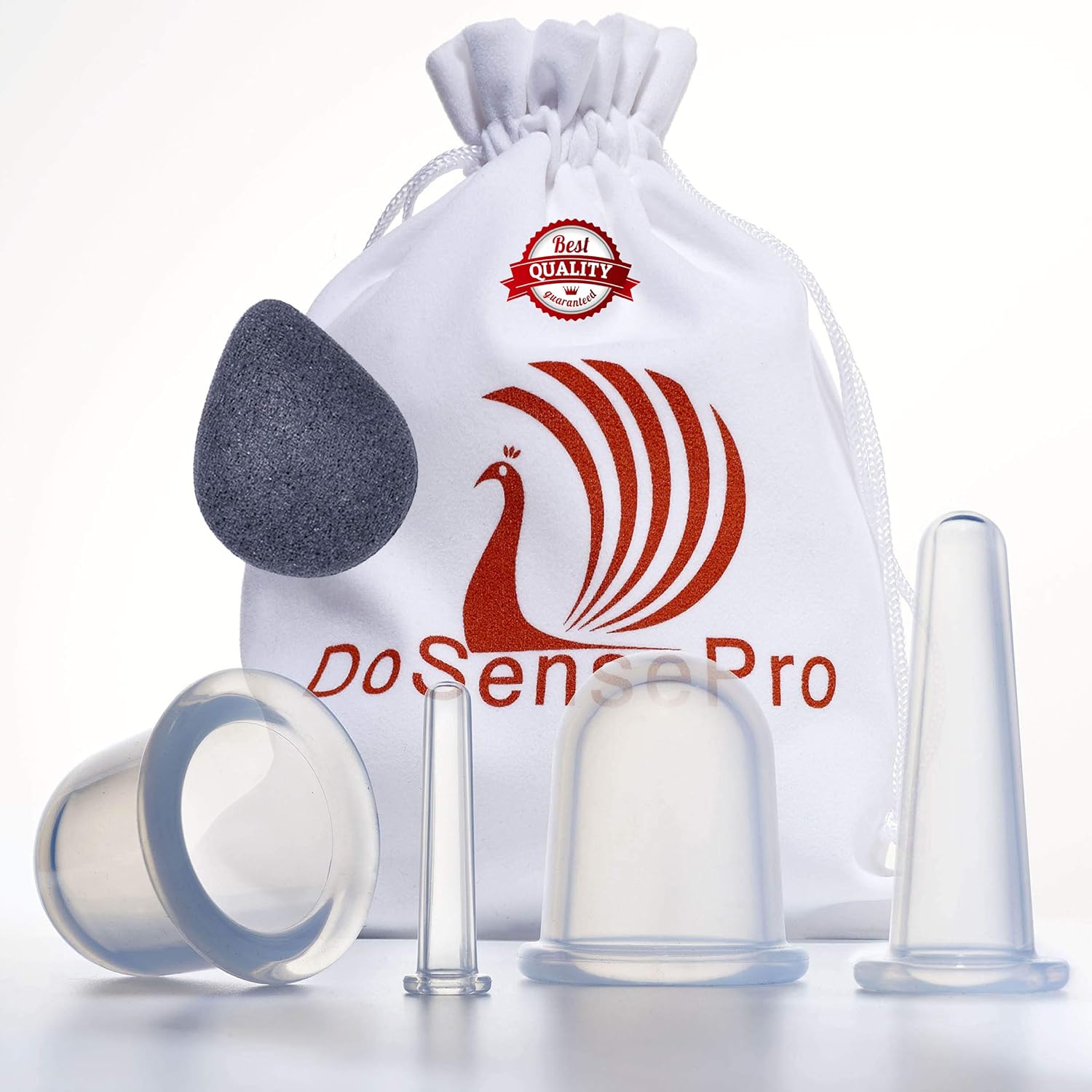 Facial Cupping Set Anti-Aging - Face and Body Massager. Natural Face Lift by DoSensePro. Improve Face, Eyes and Neck Skin Wrinkles + Bonus Japanese Konjac Sponge. Anti-Cellulite Cupping Therapy Set.: Health & Personal Care