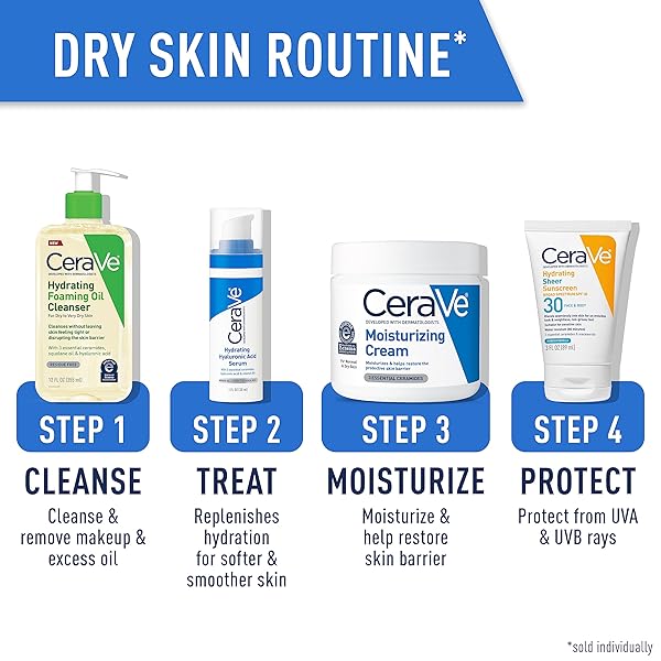 CERAVE HYDRATING FOAMING OIL CLEANSER, MOISTURIZING OIL CLEANSER FOR FACE & BODY, SQUALANE OIL + HYALURONIC ACID + CERAMIDES, FOR DRY TO VERY DRY SKIN, FRAGRANCE FREE & RESIDUE FREE, 19 FL OZ