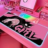 JMIYAV Pink RGB Gaming Mouse Pad 31.5x12 Inch PC XL Large Extended Glowing Led Light Up Desk Pad Non-Slip Rubber Base Computer Cute Mousepad Mat Desk Accessories Gaming Setup 23