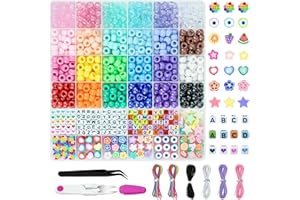 Gionlion Bracelet Making Kit,Beads for Bracelets Making 24 Colors Pony Beads Friendship Bracelet Kit with Letter Beads Heart Beads &Charms for Jewelry Making,Crafts Gifts for Girls Kids Age 6-12
