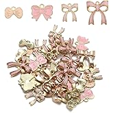 40pcs Pink Bowknot Pendant Charms for Jewelry Making - Cute Enamel Bow Tie Charms for Necklace, Bracelet, Earrings - DIY Craft Supplies