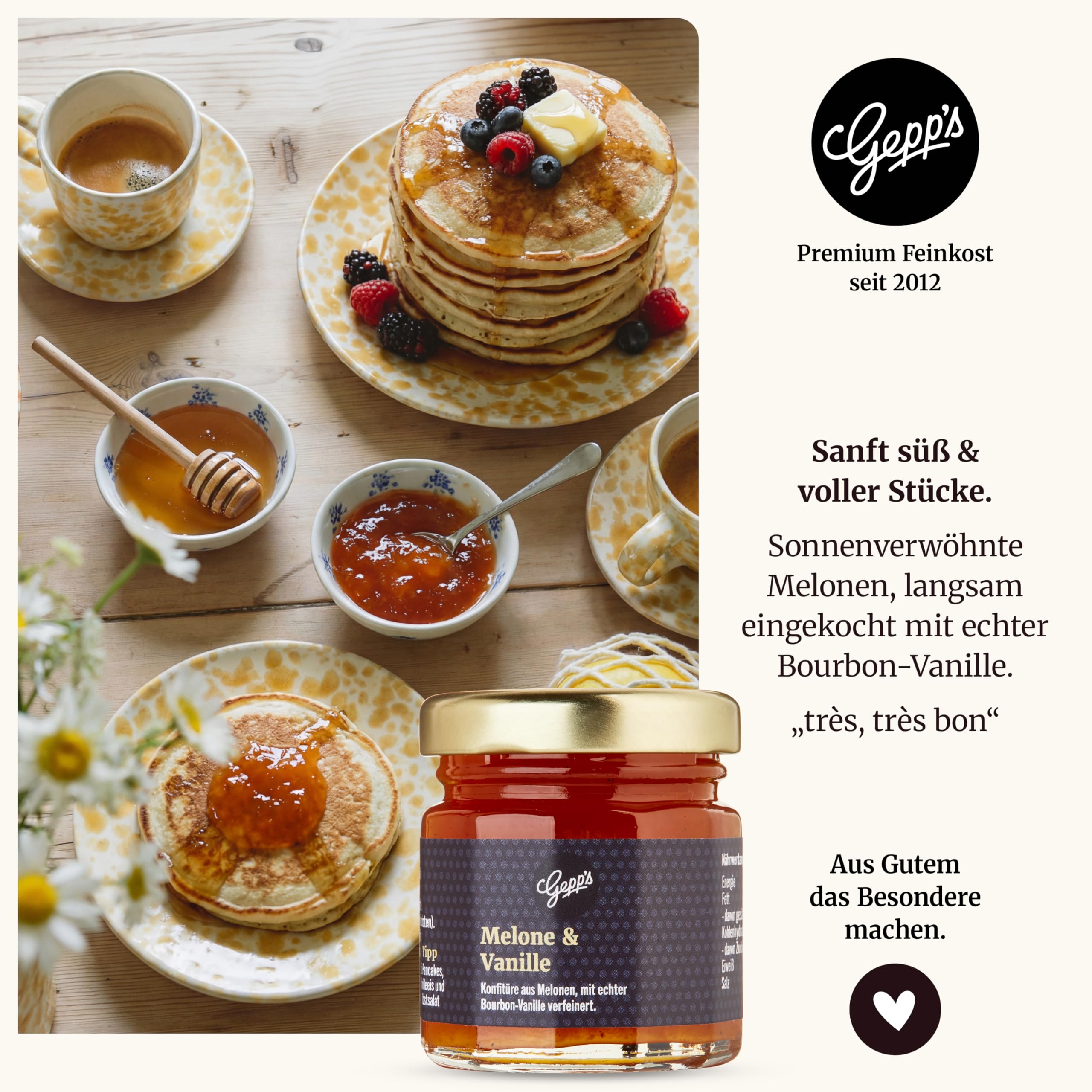 Gepp's Feinkost Frühstück Marmeladen Set I Mini Konfitüren in verschiedenen Geschmacksrichtungen I Geschenk mit Spezialitäten wie Mango Ingwer Erdbeer & Champagner Fruchtaufstrich 4