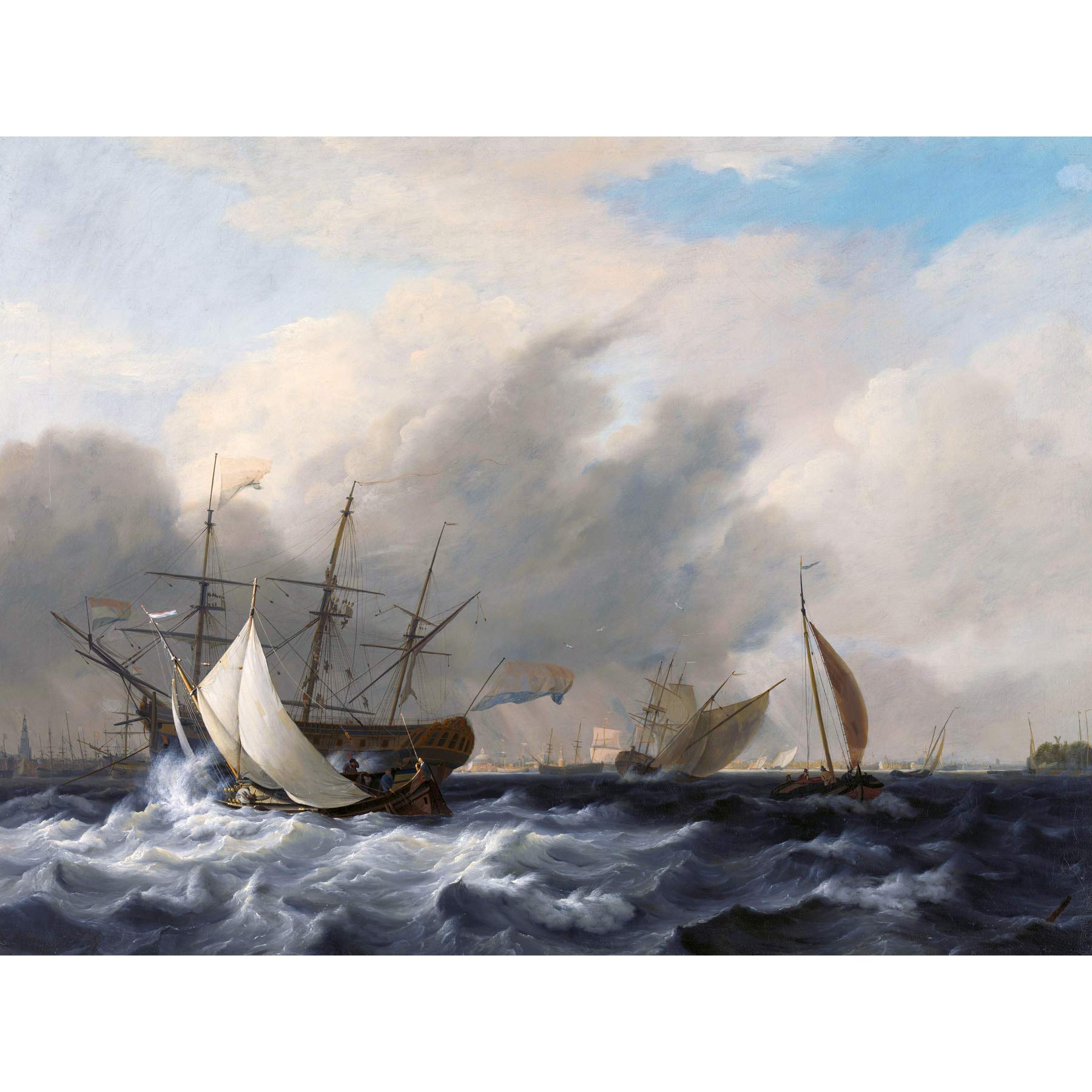 Artery8 Baur Navys Man Of War Amsterdam Ship Seascape Painting Large Wall Art Poster Print Thick Paper 18X24 Inch