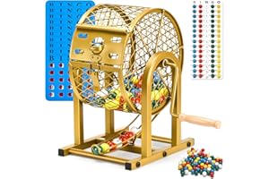HVDI 12" Bingo Game Set, 10 Reusable Bingo Cards with Sliding Windows Bingo Sets, High-Definition Printed Bingo Balls with Ca