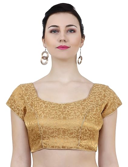 ND&R Womens readymade fully stitch saree blouse color golden