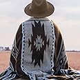 Aztec Patterned Throw Blanket with Soft Sherpa Lining, Traditional Southwestern Navajo Tribal Style Warm Throw for Camping, Outdoor, Light Weight Cozy Boho Blanket for Couch, Sofa, Bed, 50"x60", Brown