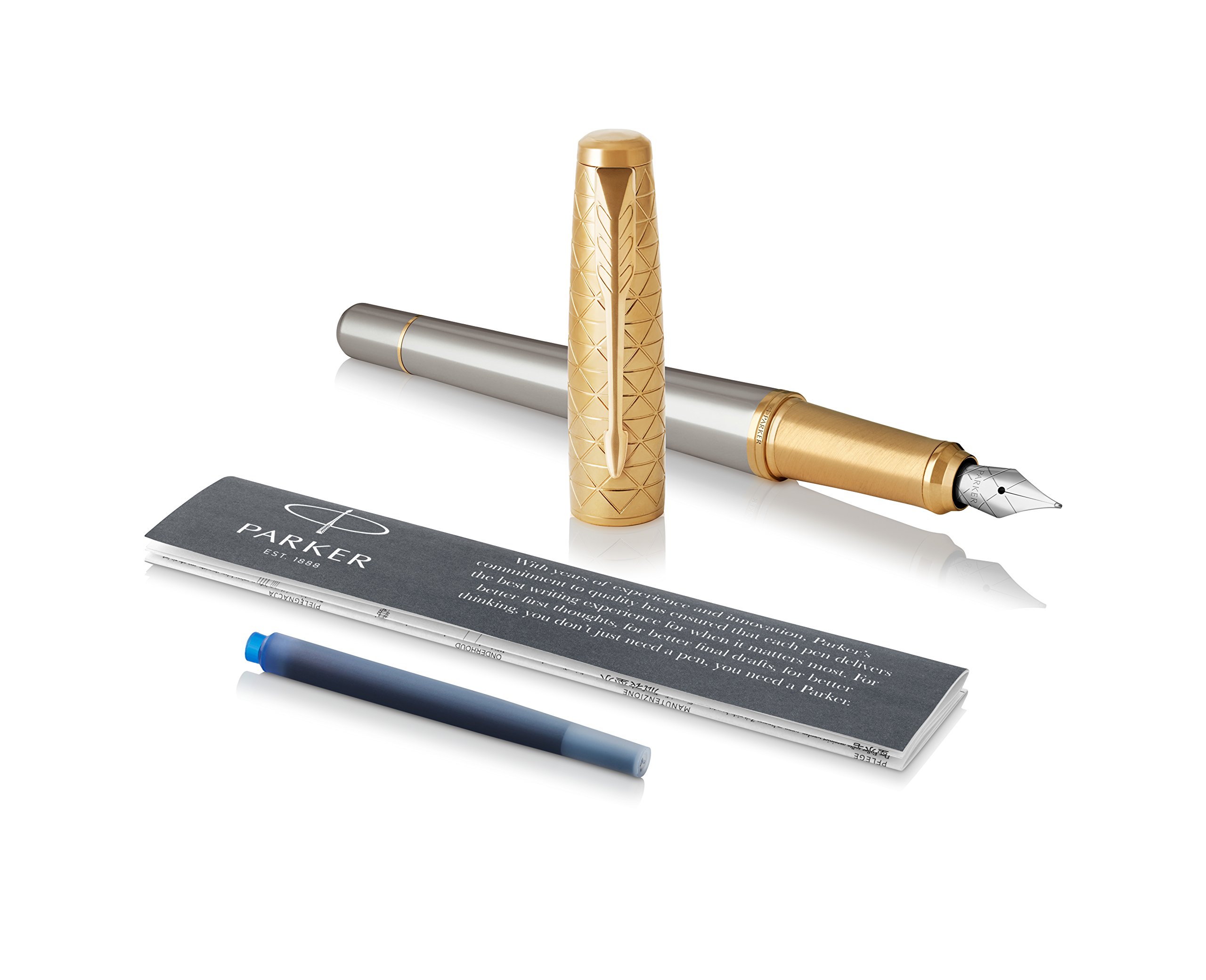 Parker Urban Fountain Pen, Premium Aureate Powder with Medium Nib and Blue Ink, 1931572